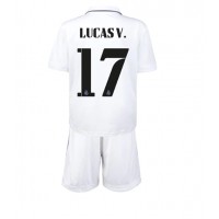 Fotbalové Dres Real Madrid Lucas Vazquez #17 Dětské Domácí 2022-23 Krátký Rukáv (+ trenýrky)